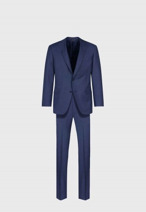 Paul Stuart All Year Wool Nailhead Phillip Suit Blue | AU_PAUL16258