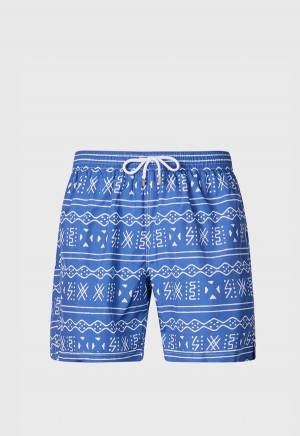 Paul Stuart Batik Print Swim Trunk Dark Blue | AU_PAUL48527