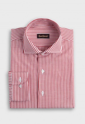 Paul Stuart Bengal Stripe Cotton & Linen Red | AU_PAUL78427