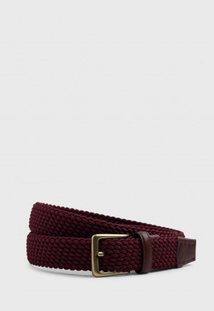 Paul Stuart Braided Stretch Nylon Burgundy | AU_PAUL14254