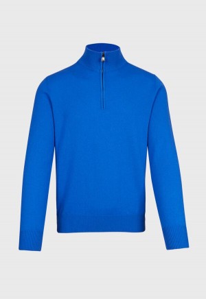 Paul Stuart Cashmere 1/4 Zip Royal Blue | AU_PAUL32224