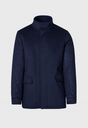 Paul Stuart Cashmere Car Coat Navy | AU_PAUL46652