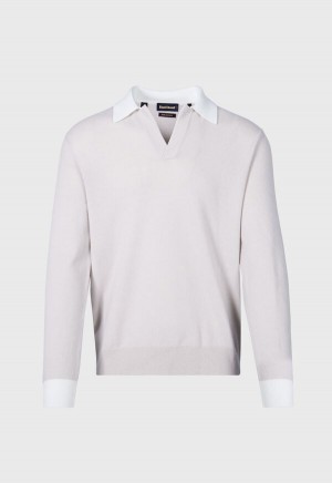 Paul Stuart Cashmere Open Collar Polo Beige | AU_PAUL15083