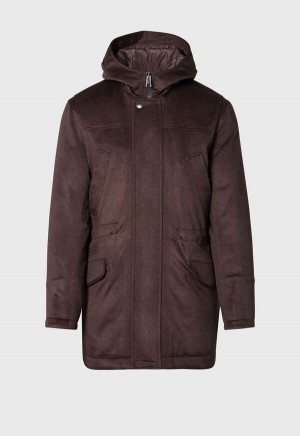 Paul Stuart Cashmere Parka with Hood Dark Brown | AU_PAUL97500