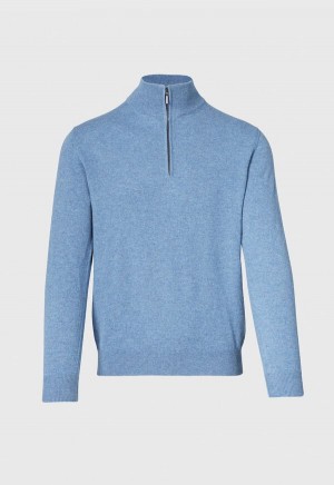 Paul Stuart Cashmere Quarter Zip Blue | AU_PAUL21414