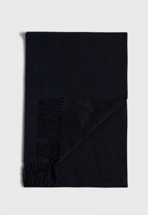 Paul Stuart Cashmere Scarf with Fringe Black | AU_PAUL85867