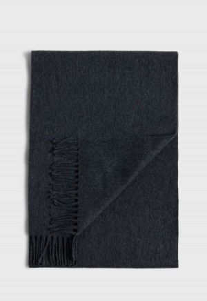 Paul Stuart Cashmere Scarf with Fringe Grey | AU_PAUL67367