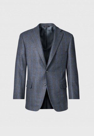 Paul Stuart Cashmere Window Pane Stuart Grey / Blue | AU_PAUL35787