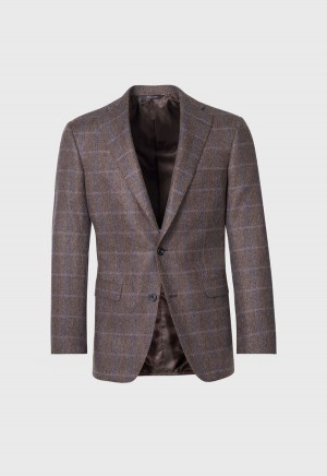 Paul Stuart Cashmere Windowpane Paul Brown / Blue | AU_PAUL97627