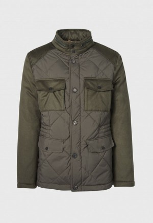 Paul Stuart Cashmere and Microfiber Quilted Field Jacket Olive | AU_PAUL35229