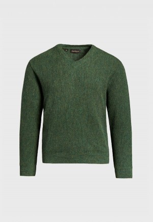 Paul Stuart Classic Alpaca Links V-Neck Green | AU_PAUL54839