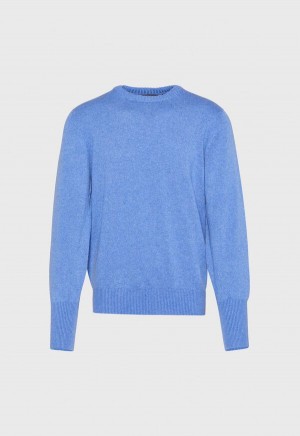 Paul Stuart Classic Cashmere Double Ply Crewneck Blue | AU_PAUL16618