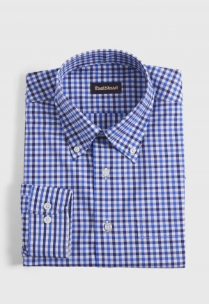 Paul Stuart Cotton Check Blue | AU_PAUL58574