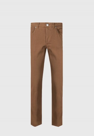 Paul Stuart Cotton Five Pocket Brown | AU_PAUL47711