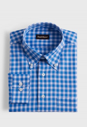 Paul Stuart Cotton Gingham Blue | AU_PAUL61366