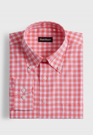 Paul Stuart Cotton Gingham Coral | AU_PAUL77437