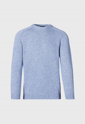 Paul Stuart Cotton Melange Crewneck Light Blue | AU_PAUL98035