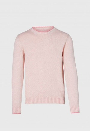 Paul Stuart Cotton Mouliné Crewneck Pink | AU_PAUL65256