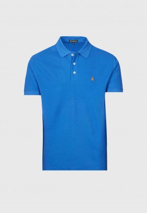 Paul Stuart Cotton Piqué Logo Blue | AU_PAUL31268