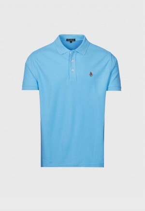 Paul Stuart Cotton Piqué Logo Light Blue | AU_PAUL93779