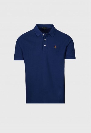 Paul Stuart Cotton Piqué Logo Navy | AU_PAUL65555