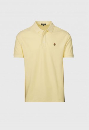 Paul Stuart Cotton Piqué Logo Polo Yellow | AU_PAUL51363