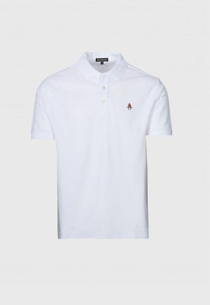 Paul Stuart Cotton Piqué Logo Polo White | AU_PAUL95986