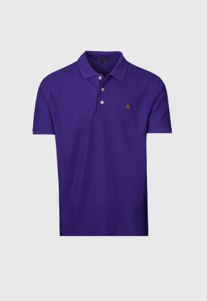 Paul Stuart Cotton Piqué Logo Purple | AU_PAUL74393