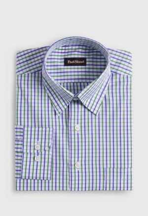 Paul Stuart Cotton Tattersall Purple / Green | AU_PAUL60656