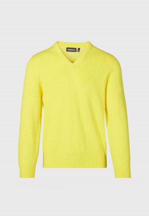 Paul Stuart Cotton V-Neck Lemon | AU_PAUL40976