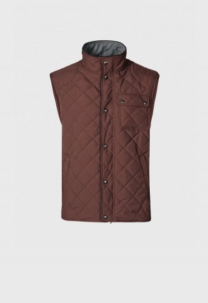 Paul Stuart Diamond Quilted Vest Brown | AU_PAUL55017