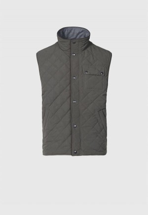 Paul Stuart Diamond Quilted Vest Olive | AU_PAUL48166