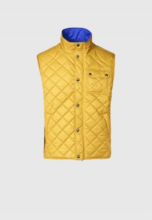 Paul Stuart Diamond Quilted Vest Yellow | AU_PAUL46323