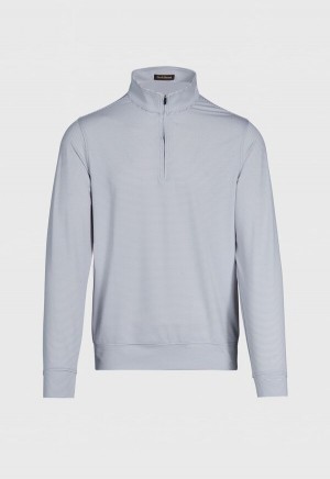 Paul Stuart Fine Stripe Quarter Zip Performance Pullover Grey | AU_PAUL58025