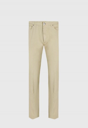 Paul Stuart Five Pocket Gabardine Twill Khaki | AU_PAUL91473