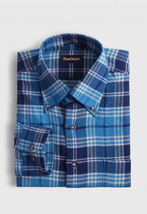 Paul Stuart Flannel Plaid Blue / Purple | AU_PAUL65840