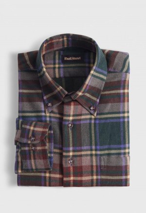 Paul Stuart Flannel Plaid Olive / Brown | AU_PAUL96774