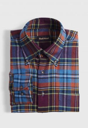 Paul Stuart Flannel Plaid Orange | AU_PAUL99041