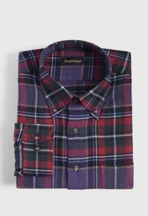 Paul Stuart Flannel Plaid Red / Purple | AU_PAUL40973