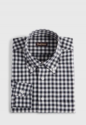 Paul Stuart Gingham Flannel Black | AU_PAUL90686