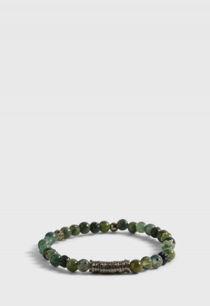 Paul Stuart Green Agate Beaded Bracelet Green | AU_PAUL92660