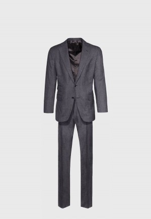 Paul Stuart Grey Micro Weave Super 180s Wool Grey | AU_PAUL49720