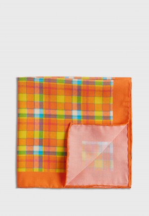 Paul Stuart Habotai Silk Plaid Orange | AU_PAUL59300