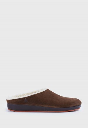 Paul Stuart Hampton II Shearling Clog Dark Brown | AU_PAUL20190