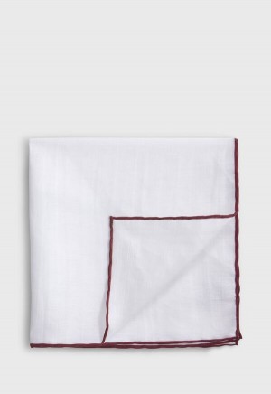 Paul Stuart Handkerchief with Contrast Border Burgundy | AU_PAUL45302