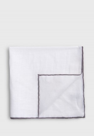 Paul Stuart Handkerchief with Contrast Border Grey | AU_PAUL43025