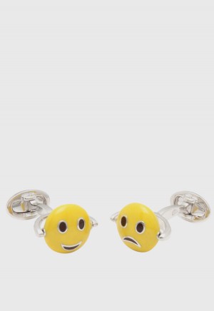 Paul Stuart Happy & Sad Emoji Cufflinks Yellow | AU_PAUL13671