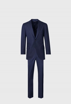 Paul Stuart Heather Textured Wool Suit Navy | AU_PAUL41267