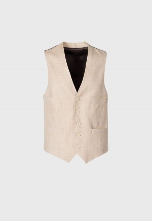 Paul Stuart Herringbone Tailored Vest Brown | AU_PAUL43681