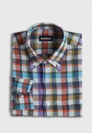 Paul Stuart Linen Check Multicolor | AU_PAUL30998